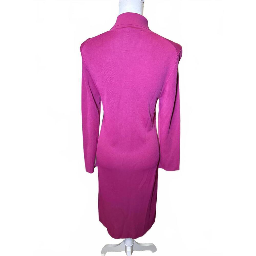 Trina Turk Long Sleeve Collared Dress in Magenta (0623) - Picture 3 of 6